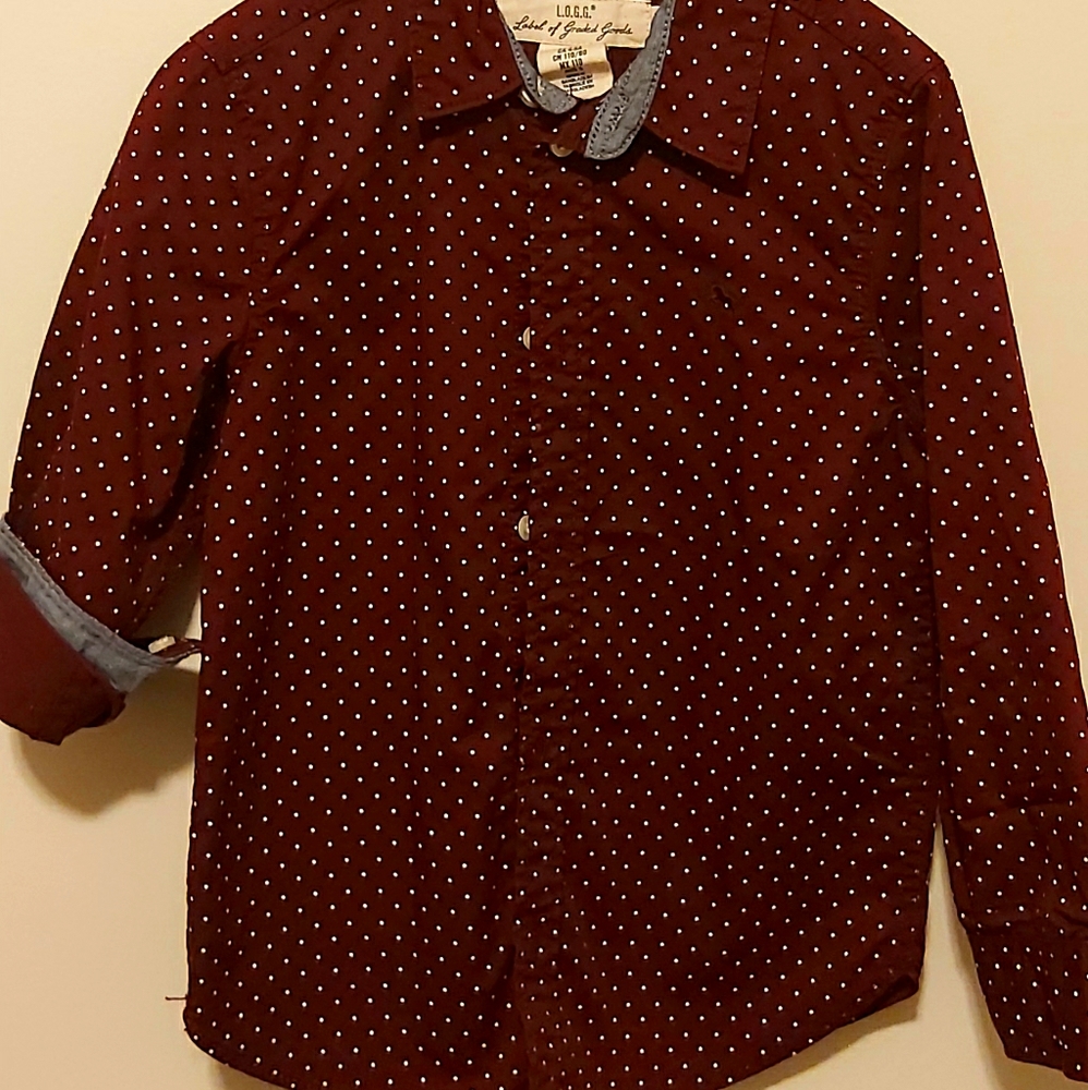 Size 4-5 H&M Maroon Polka dotted Button-up